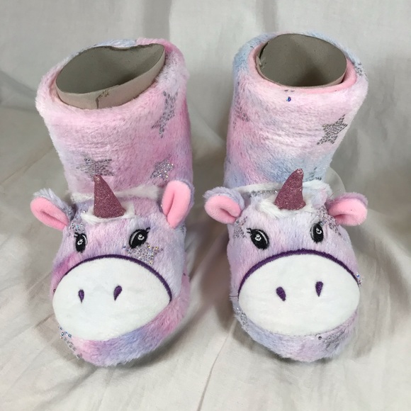 Unicorn Slippers Boots Toasties 11-12 Rubber Sole - Picture 1 of 5